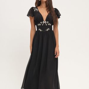 Emmie Chiffon Maxi Dress — Black