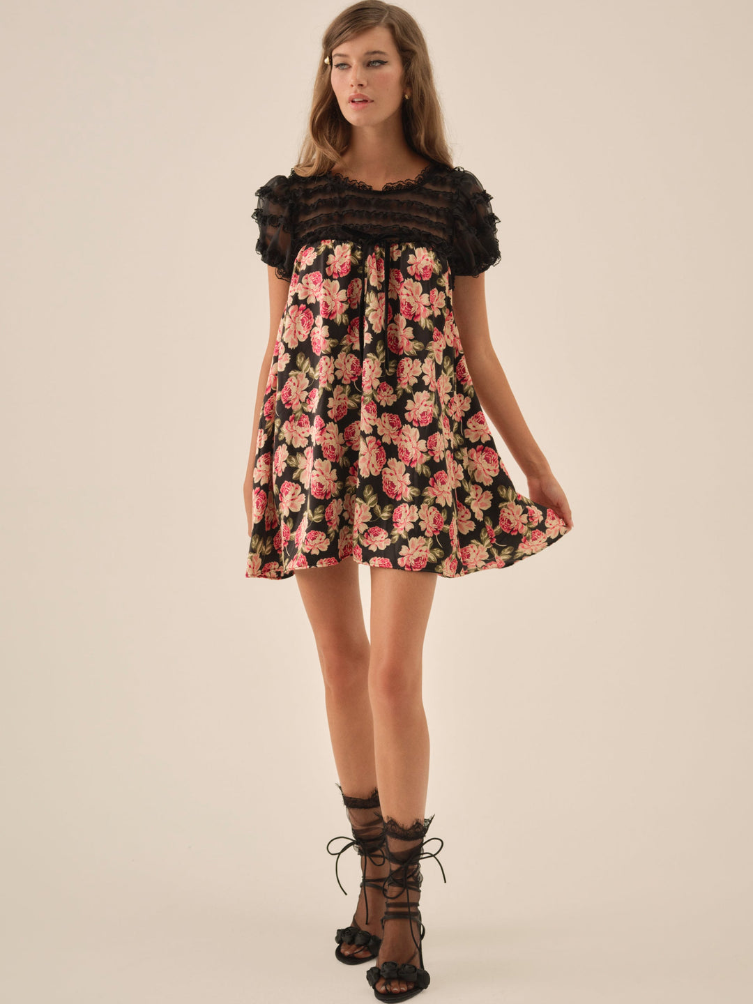 Belmond Floral Mini Dress — Black - Image 3