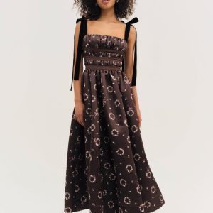 Kendra Midi Dress — Brown