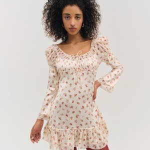 Adahlia Floral Mini Dress — Cream
