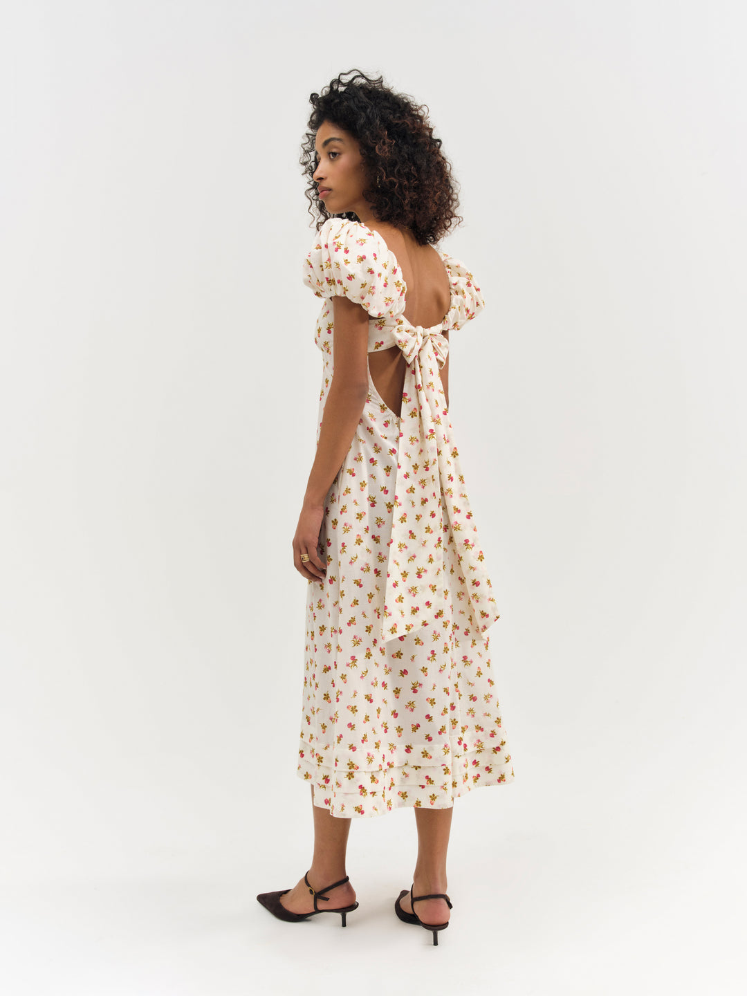 Adahlia Floral Midi Dress — Cream - Image 2