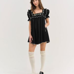 Tea Time Babydoll Dress — Black