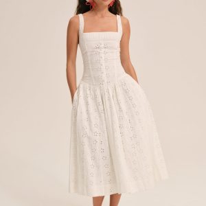 Dreamy Daisy Midi Dress — White