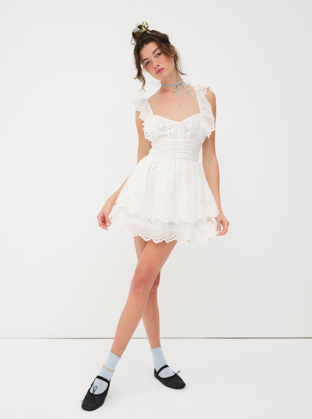Serena Sleeveless Dress — White - Image 3