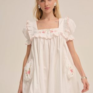 Tea Time Babydoll Dress — White