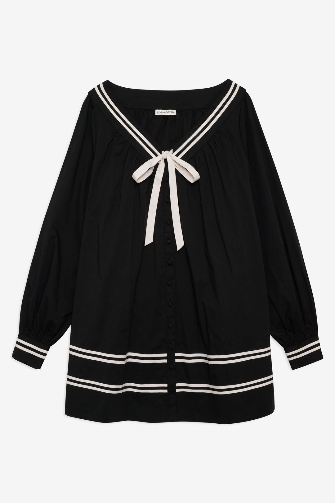 Helena Poplin Long Sleeve Mini Dress — Black - Image 4