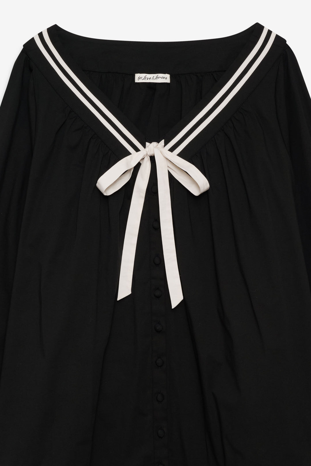 Helena Poplin Long Sleeve Mini Dress — Black - Image 5