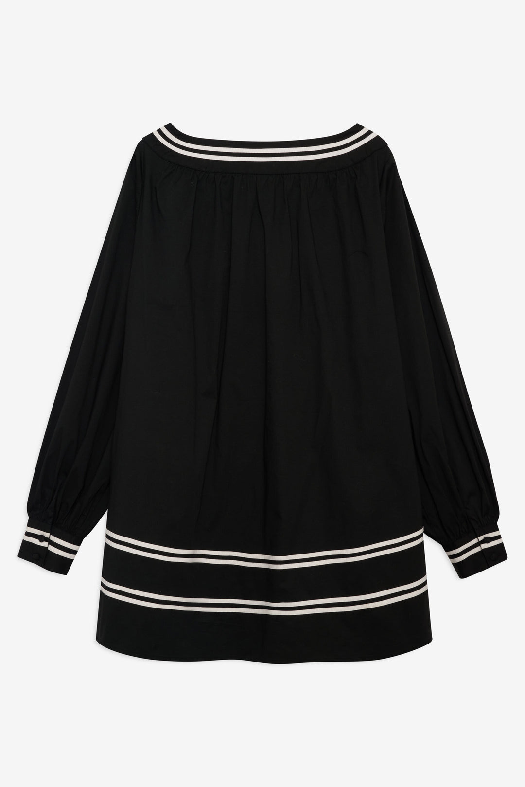 Helena Poplin Long Sleeve Mini Dress — Black - Image 6