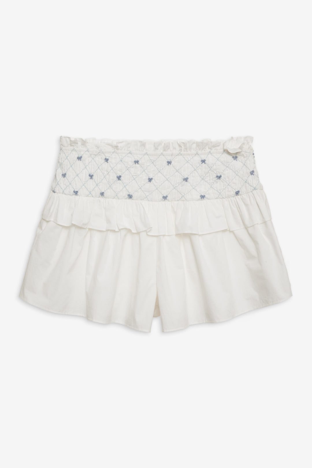 Birdie Bow Smocked Short — White - Image 5