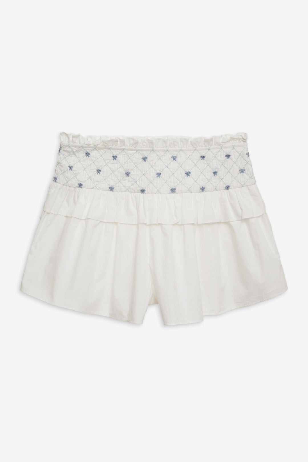 Birdie Bow Smocked Short — White - Image 7