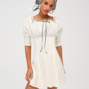 Baby Daisy Poplin Mini Dress — White