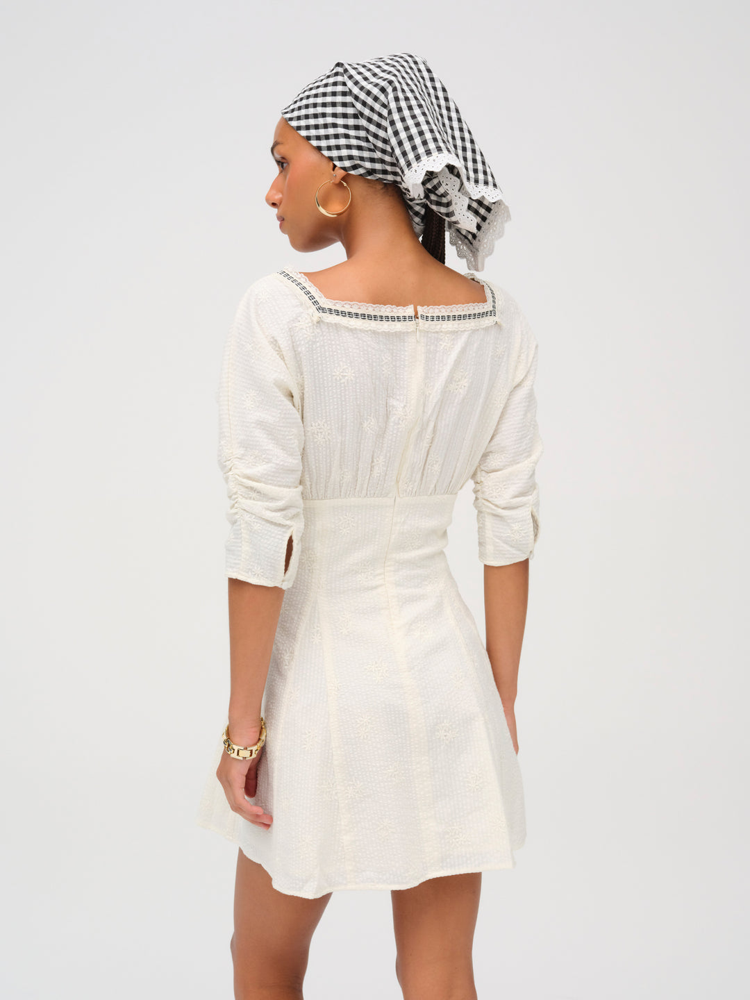 Baby Daisy Poplin Mini Dress — White - Image 2