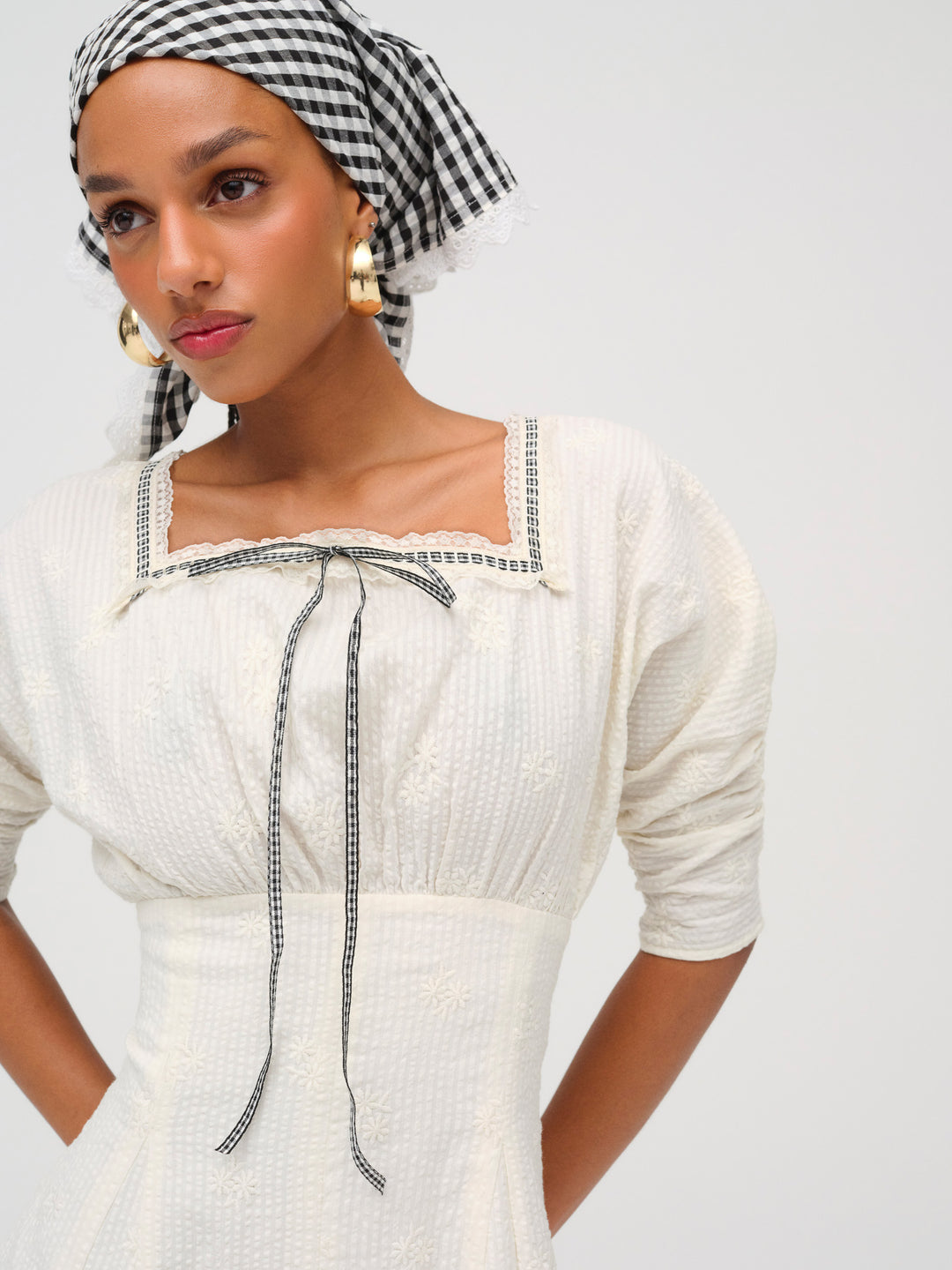 Baby Daisy Poplin Mini Dress — White - Image 4