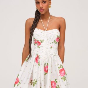 Rosebud Corset Mini Dress — White