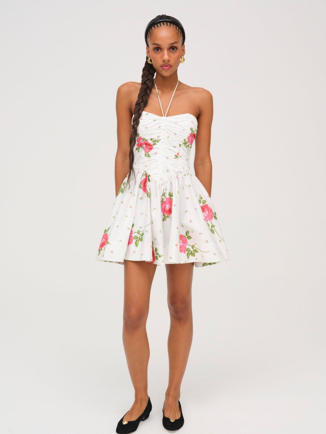 Rosebud Corset Mini Dress — White - Image 4