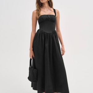 Etienne Midi Dress — Black