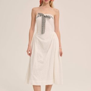 Rosie Ribbon Midi Dress — White