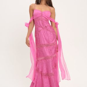 Rita Lace Gown — Pink