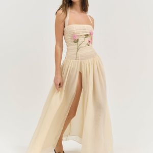 Ophelie Organza Maxi Dress — Blush