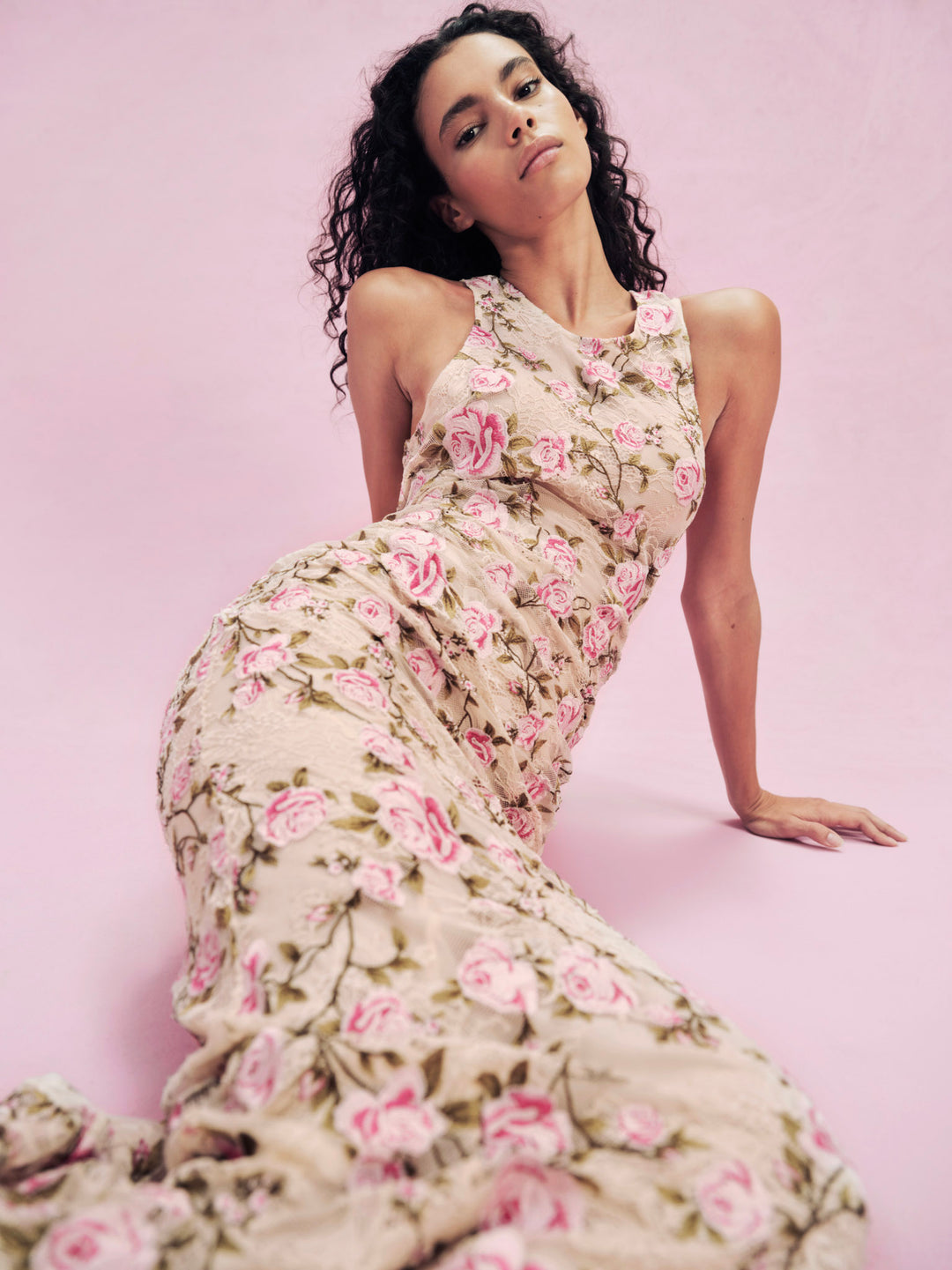 Esme Rose Embroidered Gown — Pink - Image 3