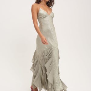 Elea Silk Maxi Dress — Sage