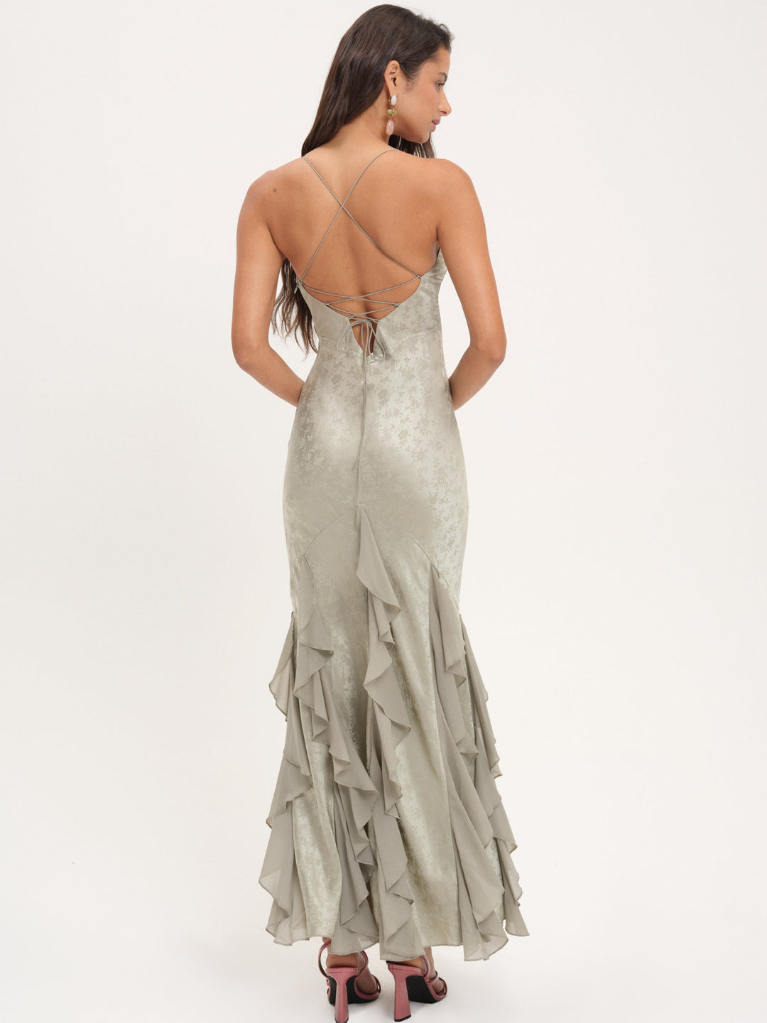 Elea Silk Maxi Dress — Sage - Image 2
