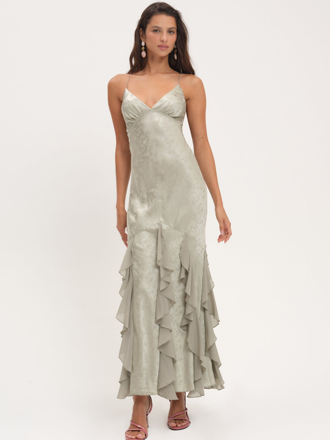 Elea Silk Maxi Dress — Sage - Image 4
