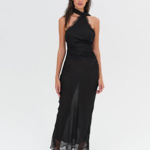 Angela Chiffon Maxi Dress — Black