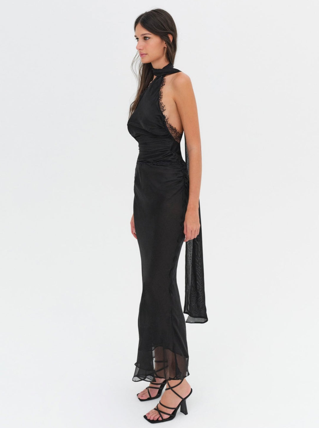 Angela Chiffon Maxi Dress — Black - Image 3