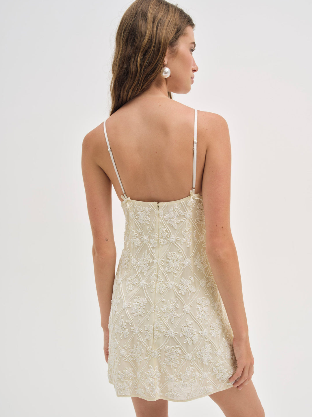 Bridget Beaded Mini Dress — Cream - Image 2