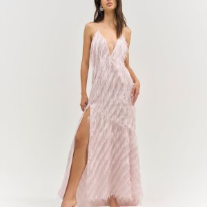 Heidi Fringe Maxi Dress — Pink