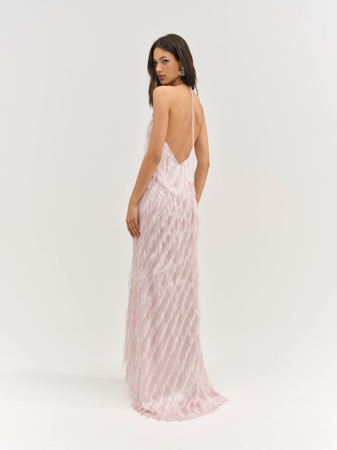 Heidi Fringe Maxi Dress — Pink - Image 3