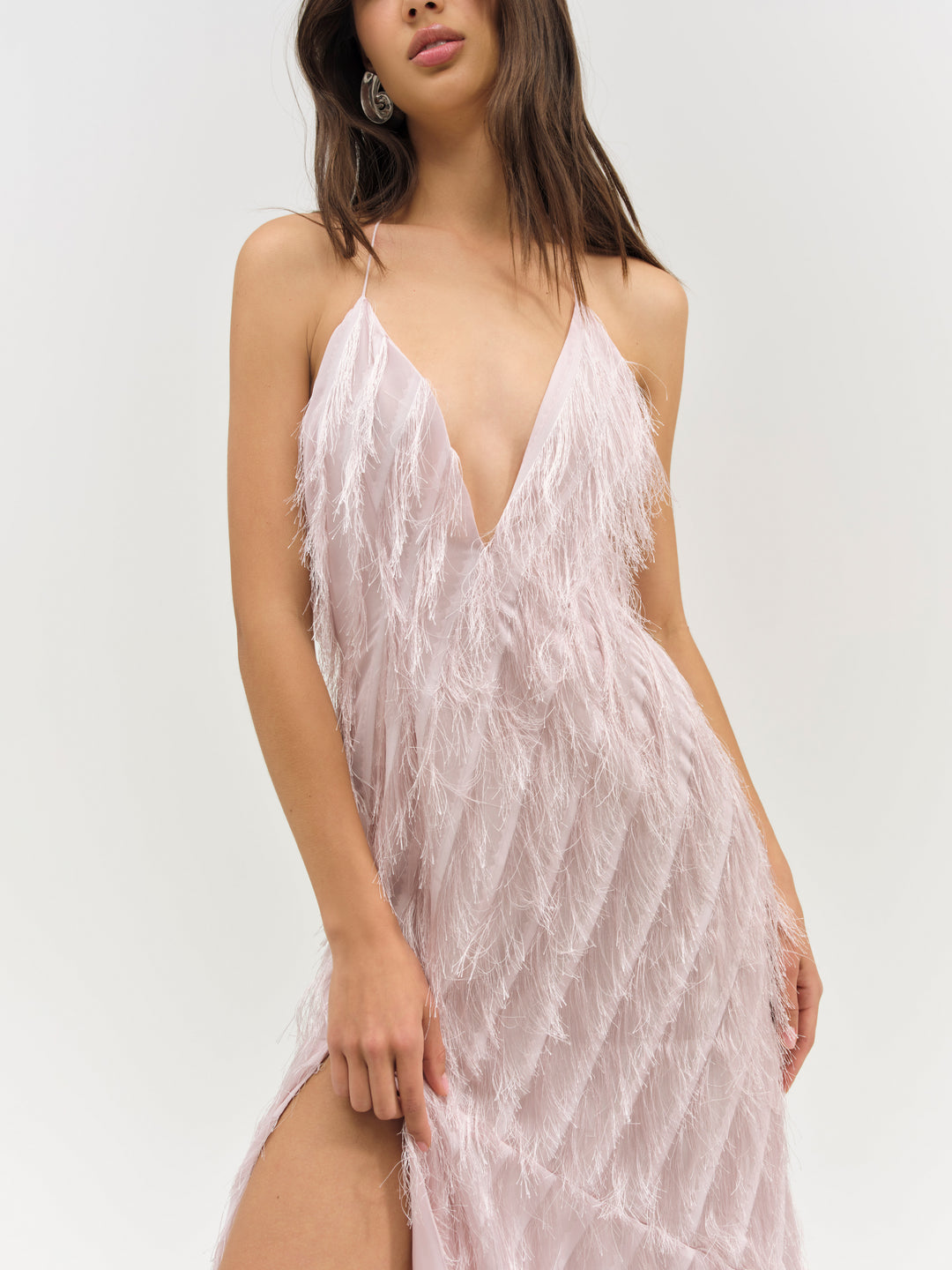 Heidi Fringe Maxi Dress — Pink - Image 5