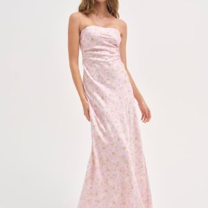 Carla Strapless Maxi Dress — Pink