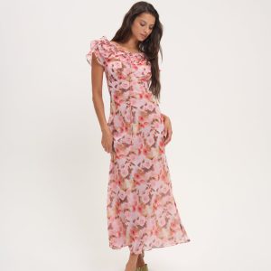 Fallen Floral Maxi Dress — Pink