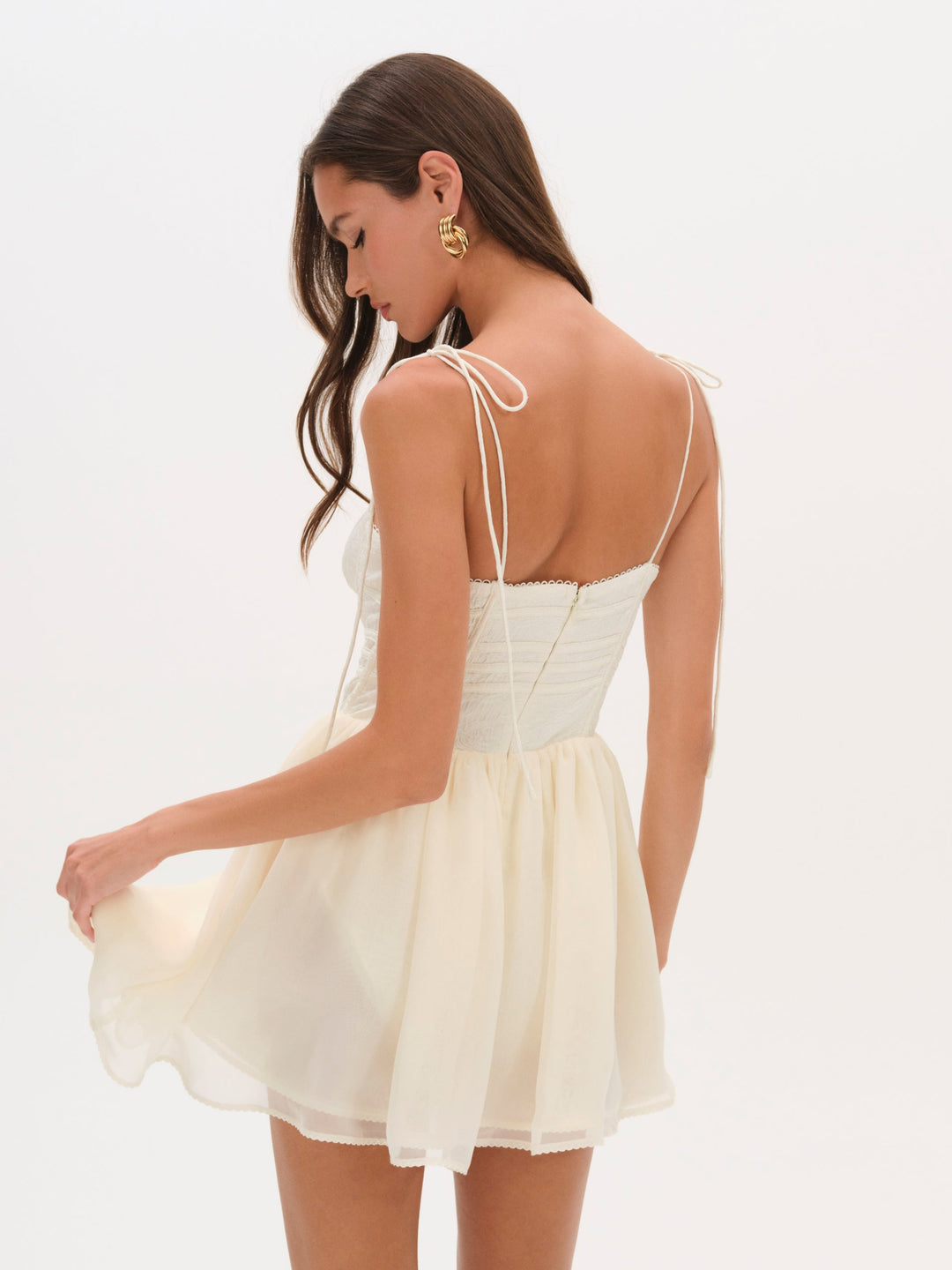 Rosie Jacquard Bustier Mini Dress — Cream - Image 2