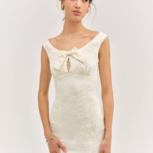 Rosie Jacquard Mini Dress — Cream