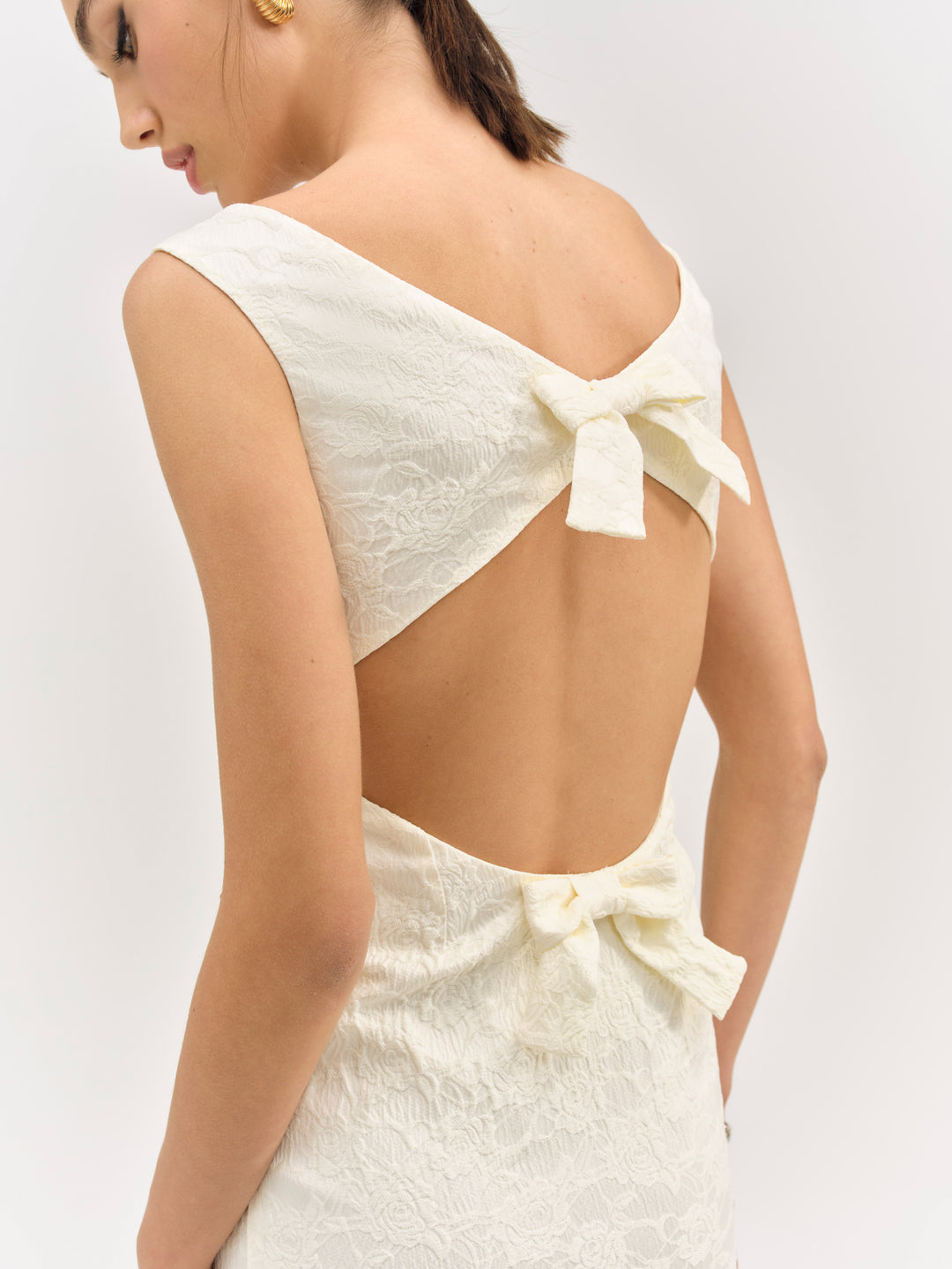 Rosie Jacquard Mini Dress — Cream - Image 2