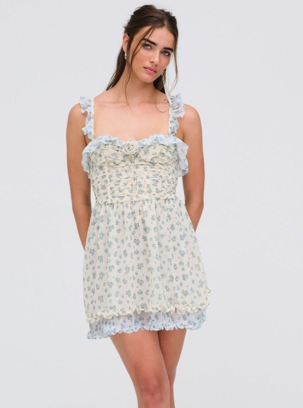 Chateau Mini Dress — Blue