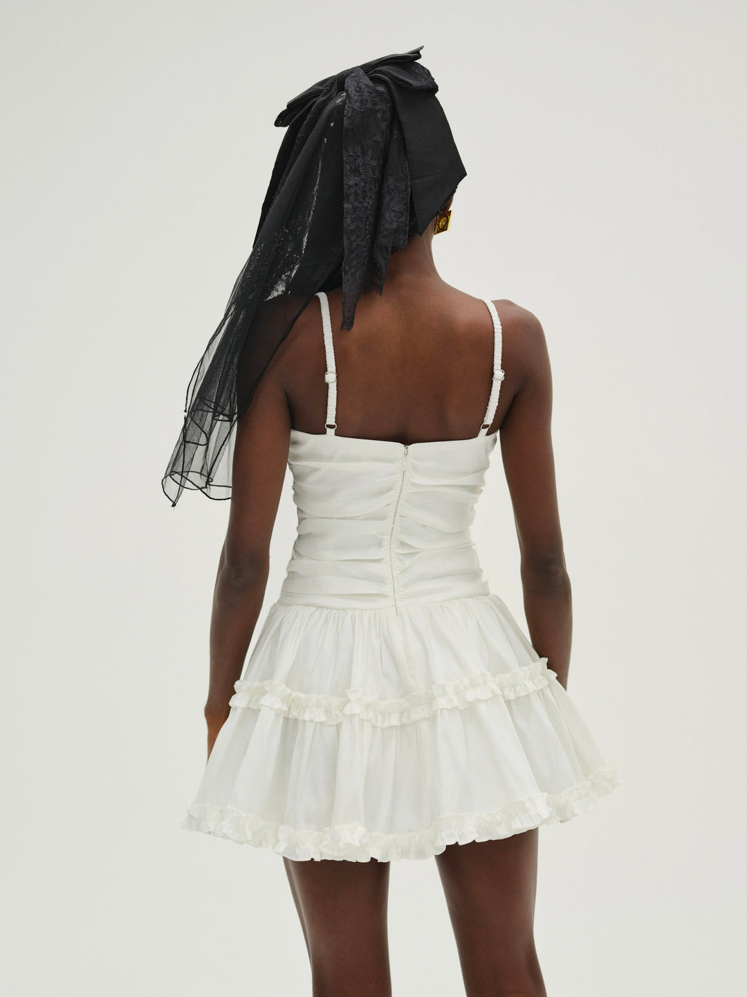 Whipped Cream Taffeta Mini Dress — White - Image 3