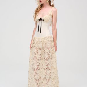 Coco Lace Maxi Dress — Cream