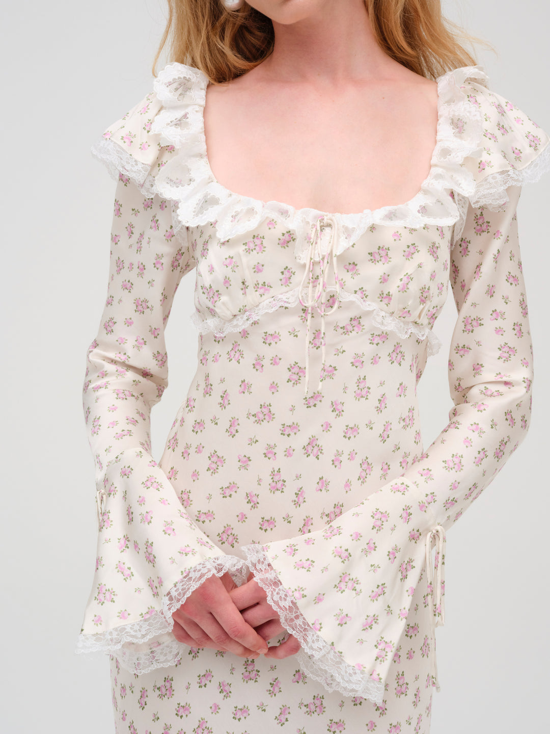 Pastel Fields Midi Dress — Cream - Image 2