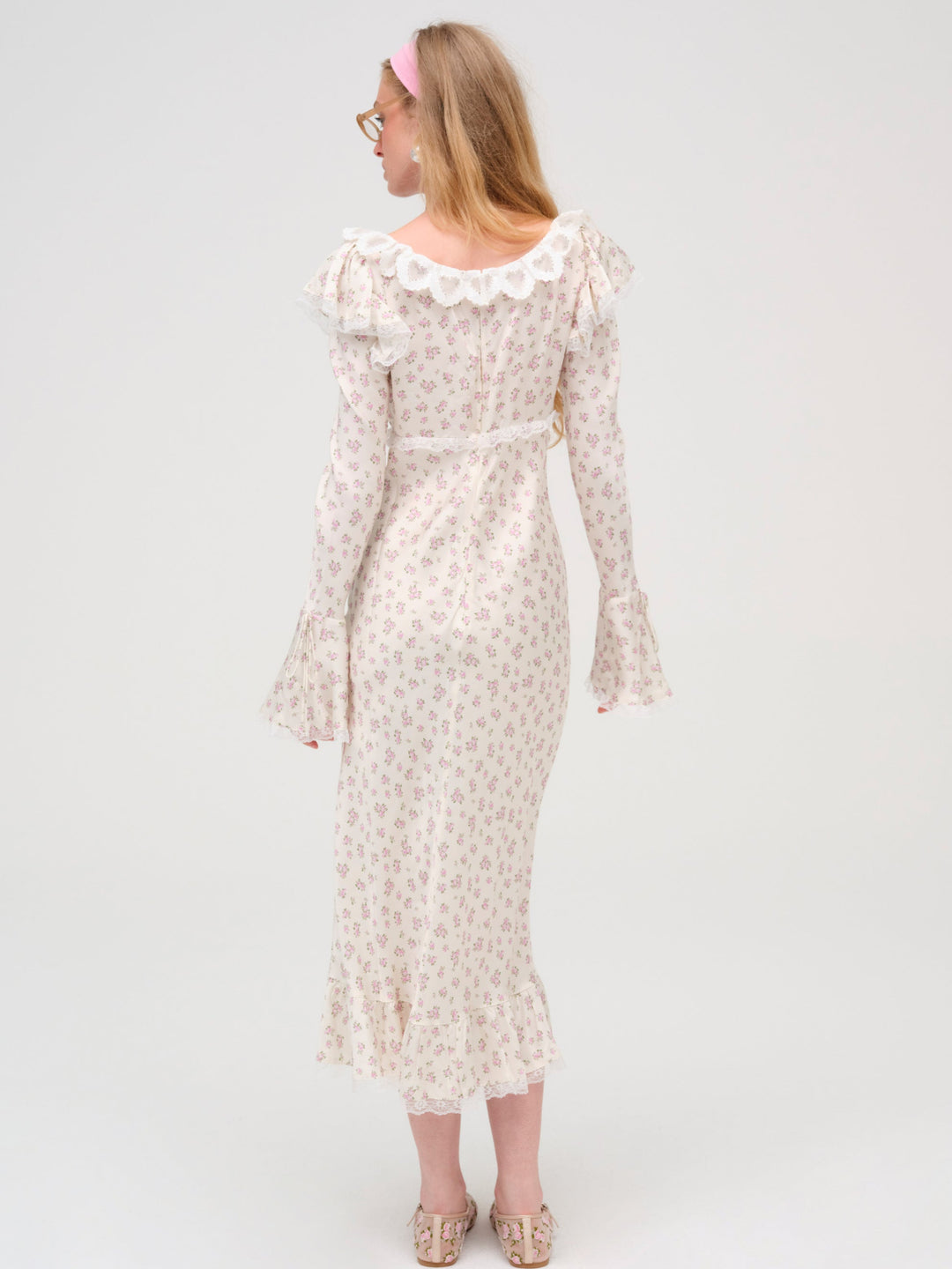 Pastel Fields Midi Dress — Cream - Image 4