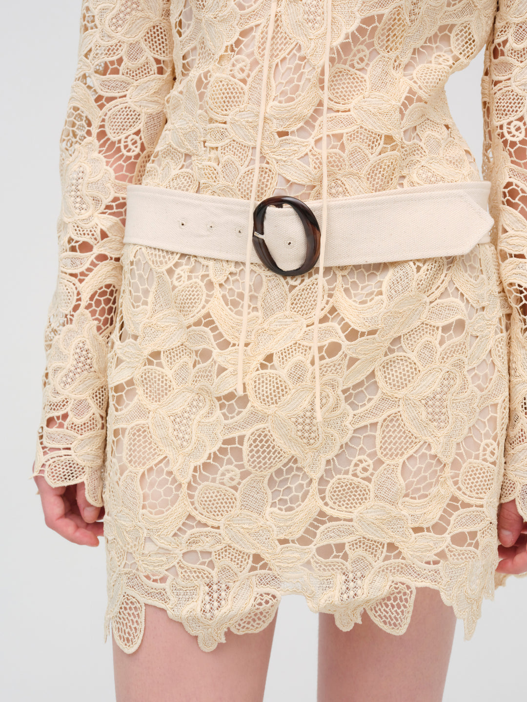 Coco Lace Long Sleeve Mini Dress — Cream - Image 2