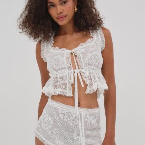 Antique Store Lace Shorts — White