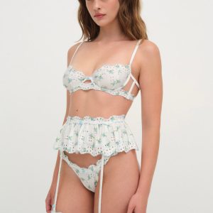 Budding Blossom Garter Belt — White