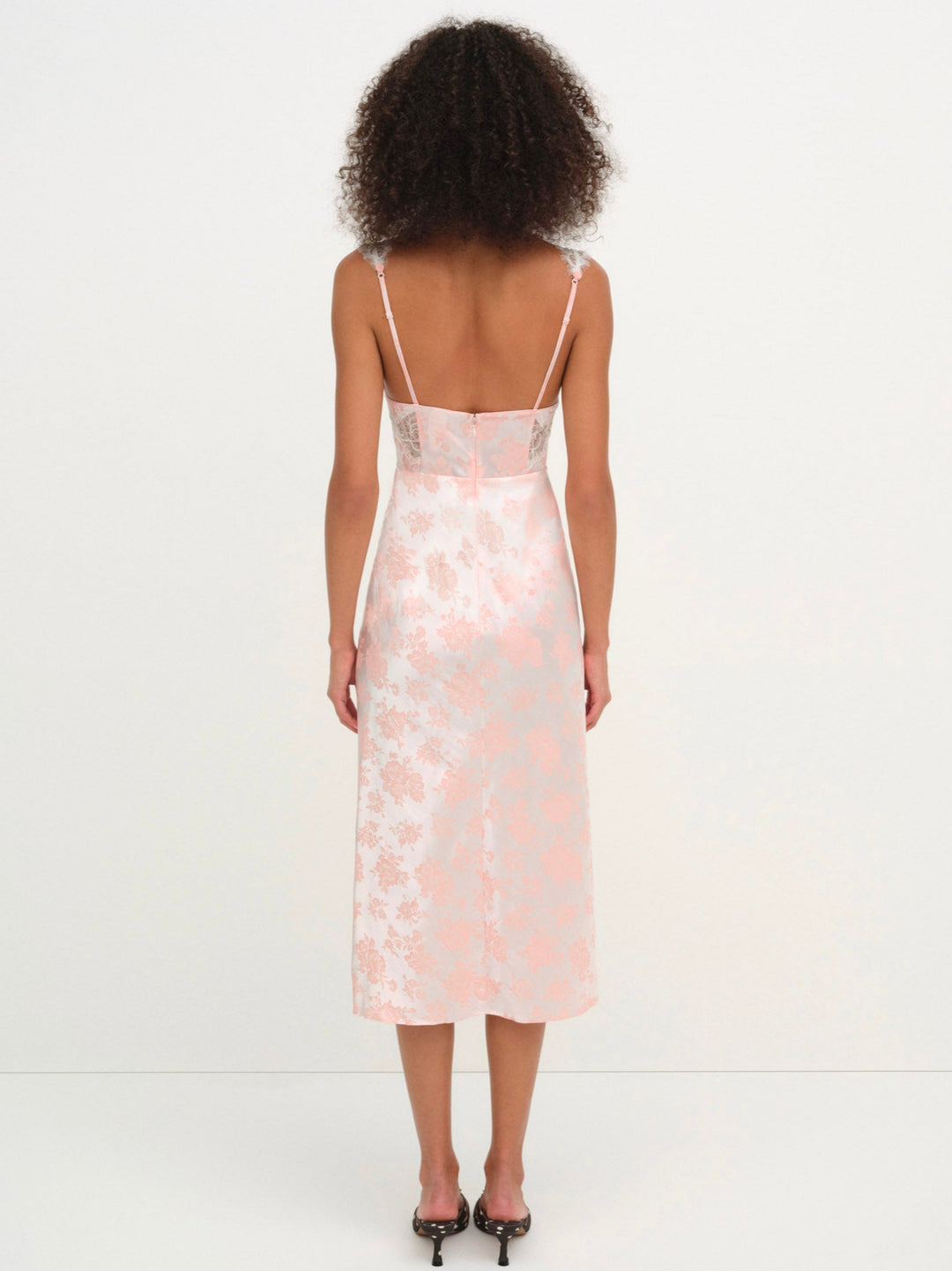 Audrey Jacquard Midi Slip — Peach - Image 3