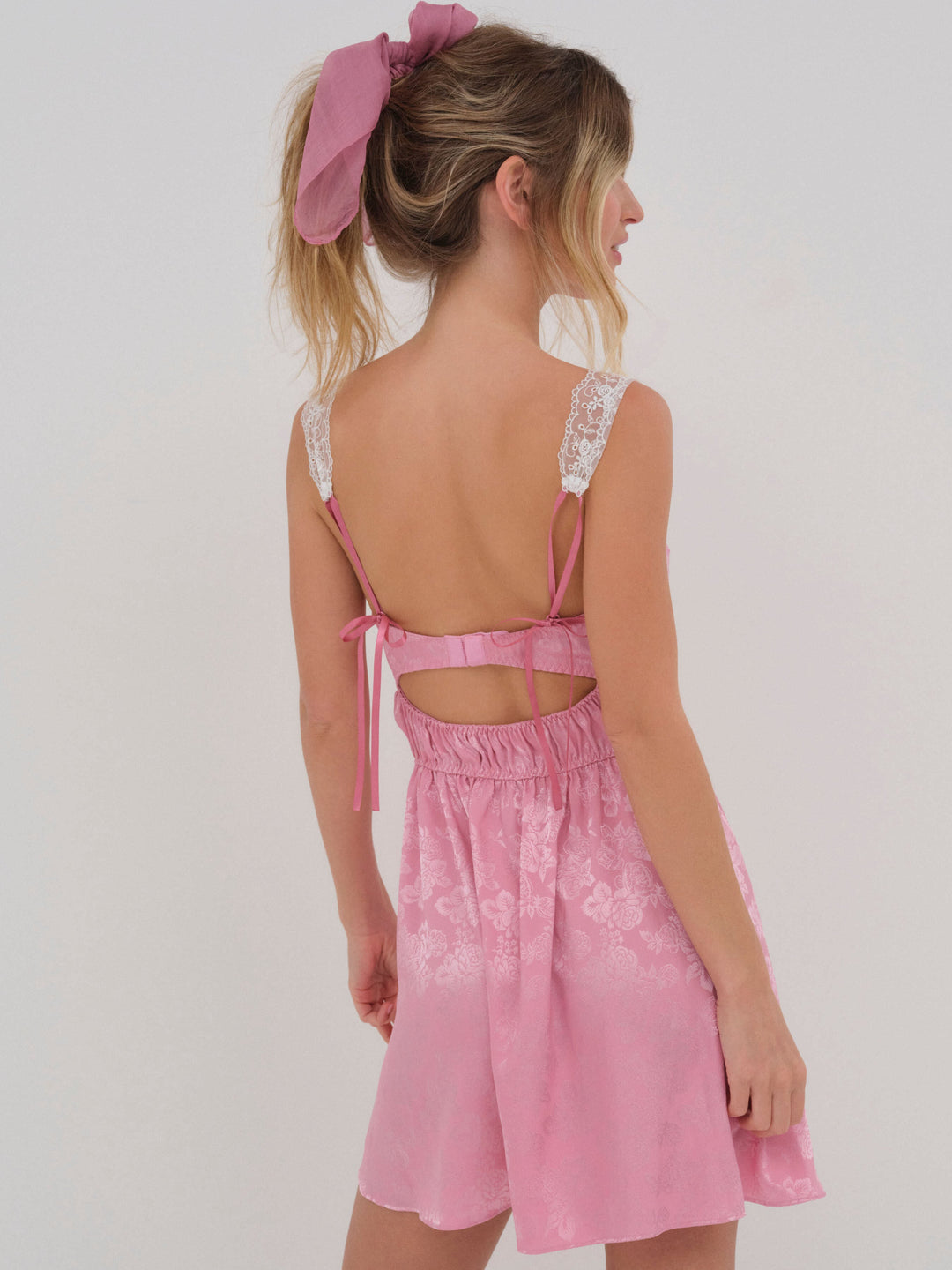 Rose Milk Eyelet Slip Dress — Pink - Image 2