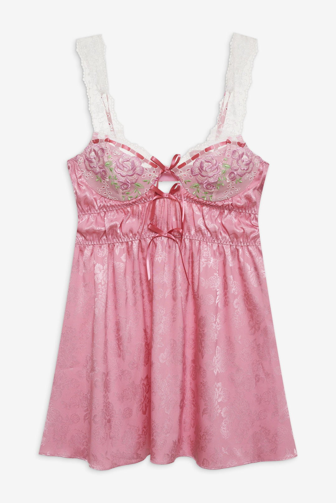 Rose Milk Eyelet Slip Dress — Pink - Image 4