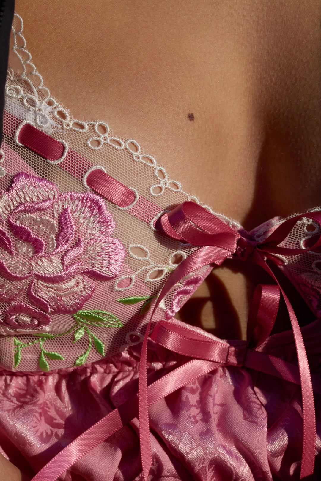 Rose Milk Eyelet Slip Dress — Pink - Image 7